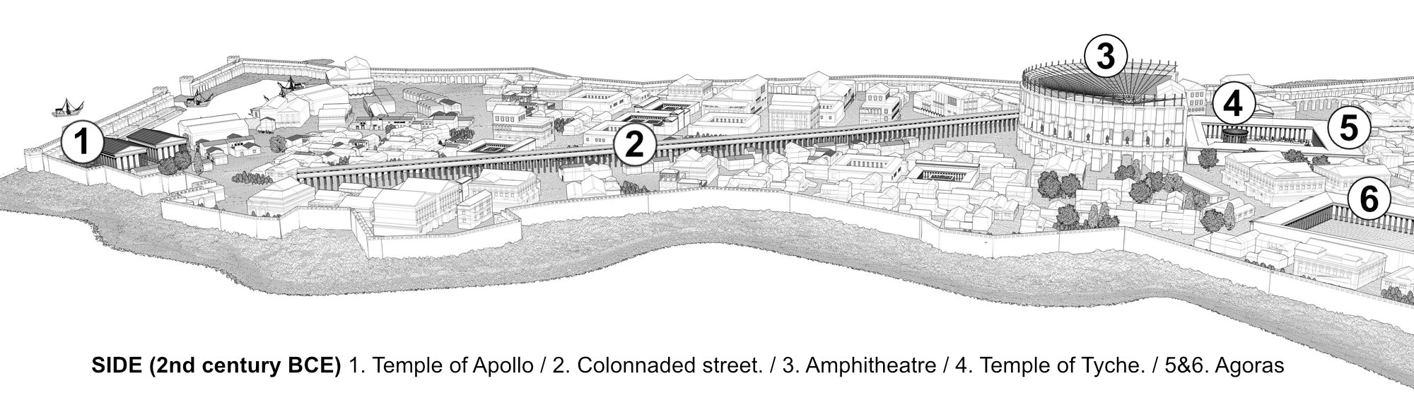 SIDE Turkey 2nd century BCE Map